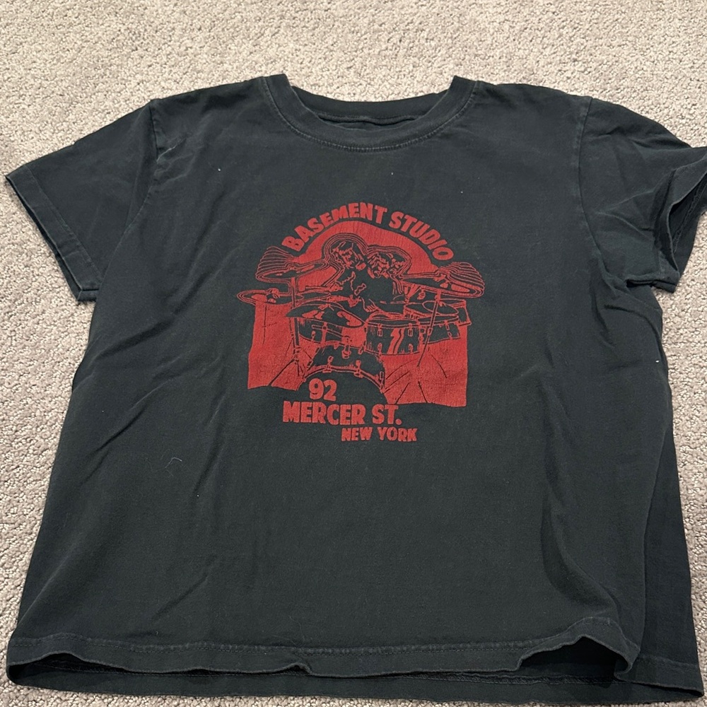 Brandy Melville Black Tee with Red Graphic
